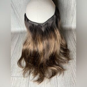 Zala Human hair Ombré halo 16 inches 1B roots to medium dark blonde mix C6